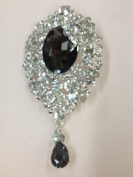 BRO-RHS-009-CLEARBLACKCRYSTAL.  CLEAR CRYSTAL WITH CENTER BLACK CRYSTAL RHINESTONE BROOCH