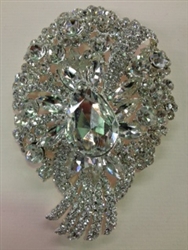 BRO-RHS-055.  CLEAR CRYSTAL RHINESTONE BROOCH - 3 X 4 INCH