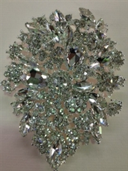 BRO-RHS-056.  CLEAR CRYSTAL RHINESTONE BROOCH - 3 X 4 INCH