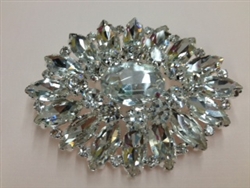 BRO-RHS-144-CLEARCRYSTAL.  CLEAR CRYSTAL BROOCH - 2.5 X 2 INCH