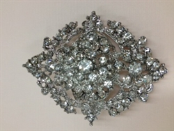 BRO-RHS-145-CLEARCRYSTAL.  CLEAR CRYSTAL BROOCH - 2.5 X 2.5 INCH