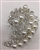 BRO-RHS-284-SILVER. Clear Rhinestones and White Pearls on Silver Metal Brooch - 2 x 1.5 Inches