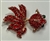BRO-RHS-413-GOLDRED.  Gold Metal - Red Rhinestone Brooch