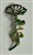 BRO-RHS-414-GREENFROG.  Green Metal - Green Rhinestone Brooch Pin