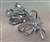 BRO-RHS-418-SILVERCRYSTAL.  Silver Metal - Crystal Rhinestone Brooch Pin