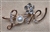 BRO-RHS-433-GOLDCRYSTALLOVE. Rose Gold Metal - Clear Crystal w/ Pearl Rhinestone Brooch - Love Pin