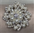 BRO-RHS-439-SILVERCRYSTALPEARL.  Silver Metal -  Clear Crystal with Pearl Rhinestone Brooch