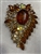 BRO-RHS-442-GOLDCOFFEE.  Gold Coffee Rhinestone Brooch