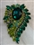 BRO-RHS-442-GOLDGREEN.  Gold Green Rhinestone Brooch