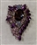 BRO-RHS-442-GOLDPURPLE.  Gold Purple Rhinestone Brooch