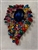 BRO-RHS-442-GOLDRAINBOW.  Gold Rainbow Rhinestone Brooch