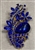 BRO-RHS-443-GOLDSAPPHIRE.  Gold Metal -  Sapphire Crystal Rhinestone Brooch