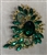 BRO-RHS-444-GOLDGREEN.  Gold Green Rhinestone Brooch
