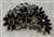 BRO-RHS-445-GOLDBLACKGREY.  Gold Black Grey Rhinestone Brooch