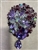 BRO-RHS-446-SILVERPURPLE.  Silver Metal -Purple and AB Stones - Rhinestone Brooch