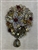 BRO-RHS-446-SILVERTOPAZ.  Silver Metal -Topaz and AB Stones - Rhinestone Brooch