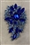 BRO-RHS-447-SILVERSAPPHIRE.  Silver Metal -Sapphire and AB Stones - Rhinestone Brooch