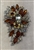 BRO-RHS-447-SILVERSMOKEDTOPAZ.  Silver Metal -Smoked Topaz and AB Stones - Rhinestone Brooch