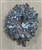 BRO-RHS-448-SILVERCRYSTAL.  Silver Metal - Clear Crystal Rhinestone Brooch