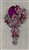 BRO-RHS-449-GOLDPINKFUCHSIA.  Gold Metal -  Pink and Fuchsia Rhinestone Brooch