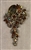 BRO-RHS-449-GOLDTOPAZ.  Gold Metal -  Topaz (Coffee) Rhinestone Brooch