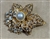 BRO-RHS-450-GOLDCRYSTALPEARL.  Gold Metal -  Clear Crystal with Pearl Rhinestone Brooch