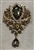 BRO-RHS-452-GOLDTOPAZ.  Gold Metal -  Topaz (Coffee) Rhinestone Brooch