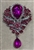 BRO-RHS-452-SILVERPINK.  Silver Metal -  Pink Crystal Rhinestone Brooch