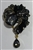 BRO-RHS-453-GOLDDARKGREY.  Gold Metal -  Dark-Grey Rhinestone Brooch
