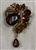 BRO-RHS-453-GOLDDARKTOPAZ.  Gold Metal -  Dark Topaz Rhinestone Brooch