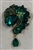 BRO-RHS-453-GOLDGREEN.  Gold Metal -  Green Crystal Rhinestone Brooch