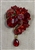 BRO-RHS-453-GOLDRED.  Gold Metal -  Red Crystal Rhinestone Brooch