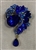 BRO-RHS-453-GOLDSAPPHIRE.  Gold Metal -  Sapphire Crystal Rhinestone Brooch