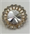 Rhinestone Button with Clear Crystal Stone in the Center Surrounded by Clear Crystals on Gold Metal