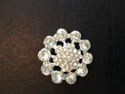 BTN-RHS-046-GOLD. CRYSTAL RHINESTONE BUTTON - 1" WIDE