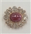BTN-RHS-113-GOLD-R - RED PEARL AND CLEAR RHINESTONE BUTTON; 3/4 INCH - Boton con diamante imitacion