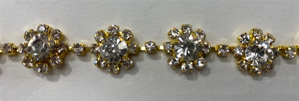 CHN-RHS-003-GOLD.  CRYSTAL RHINESTONE CHAIN