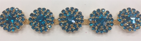 CHN-RHS-005-TURQUOISE-L. TURQUOISE CRYSTAL RHINESTONE CHAIN - 5/8 INCH