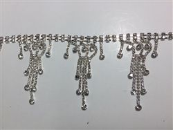 CHN-RHS-025-SILVER. CRYSTAL RHINESTONE ON SILVER CHAIN - 3 INCH