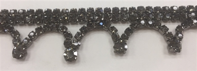 CHN-RHS-033-BLACK. Black Crystal Rhinestone Chain - 3/4 Inch Wide