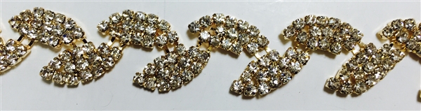 CHN-RHS-034-GOLD. CRYSTAL RHINESTONE ON GOLD CHAIN - 0.5 INCH