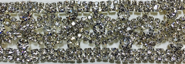 CHN-RHS-039-SILVER. CRYSTAL RHINESTONE ON SILVER METAL CHAIN - 2.0 INCH