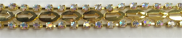 CHN-RHS-041-GOLD. CRYSTAL RHINESTONE ON GOLD METAL CHAIN - 1.0 INCH