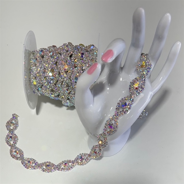 CHN-RHS-043-AB.  AB CRYSTAL RHINESTONE CHAIN - 5/8 INCH WIDE