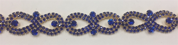 CHN-RHS-044-NAVYBLUE. NAVY BLUE CRYSTAL RHINESTONE CHAIN - 5/8 INCH WIDE