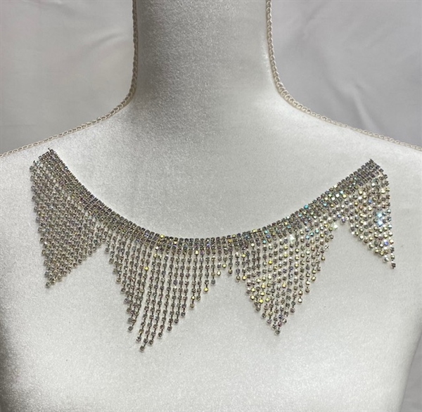 CHN-RHS-081-AB.   AB CRYSTAL RHINESTONE ON SILVER METAL CHAIN - 1/2 INCH WIDE