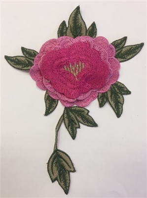â€‹FLR-APL-006. Sew-On Floral (Floral) Embroidery Applique Patch - Exquisite Live Colors with Raised 3-Dimensional Flowers  - 7.5 x 6.0 Inch