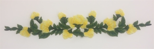 FLR-APL-027-YELLOW. Sew-On Floral Applique - 22 X 4 Inches