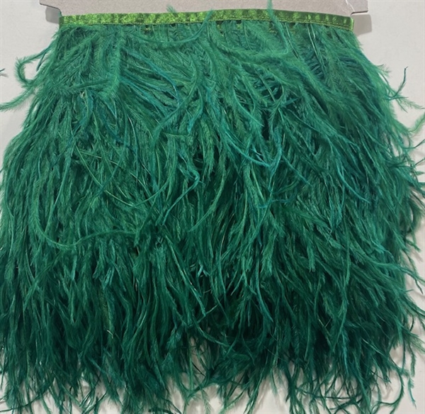 FTR-OST-100-EMERALD.  Ostrich Feather - Emerald  - 7 INCH