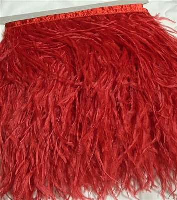 FTR-OST-100-RED. Ostrich Feather Red - 7 INCH